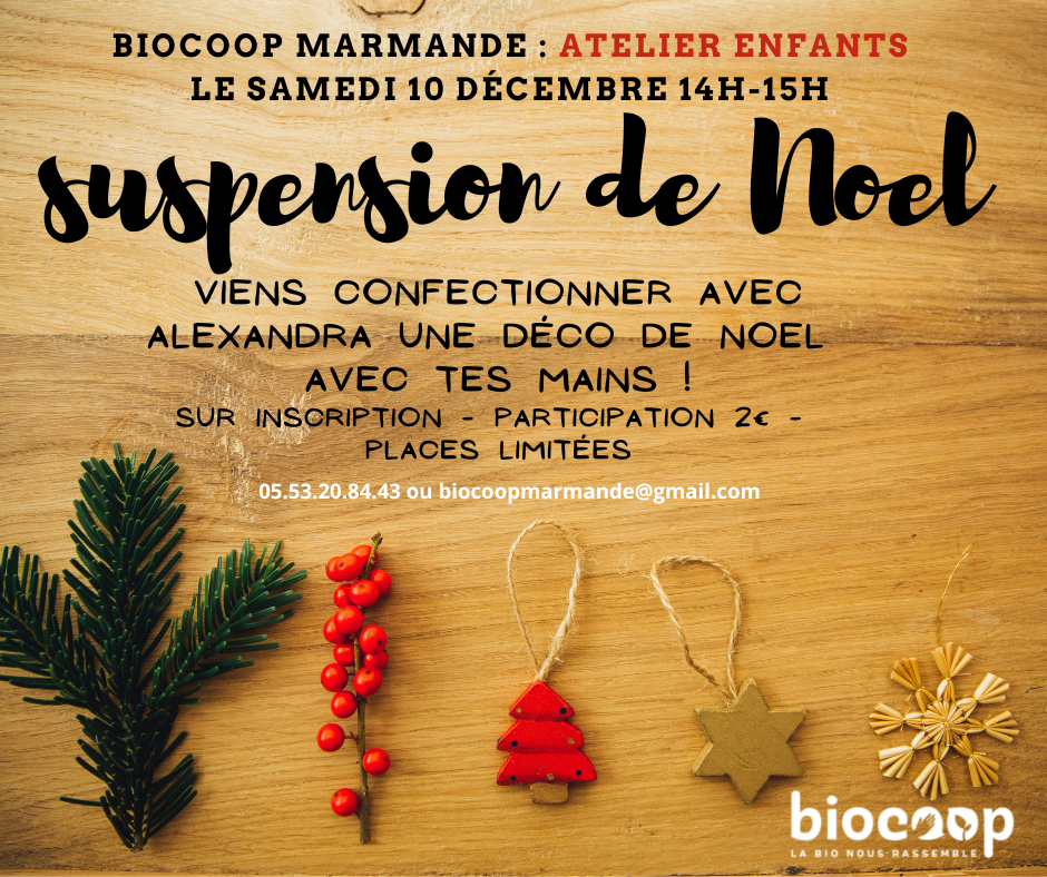 Atelier enfants de Noel : créés ta suspension de Noël avec tes mains ! Atelier enfants de Noel : créés ta suspension de Noël avec tes mains !